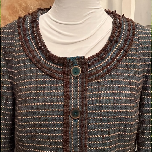 Anthropologie Tabitha Ulster Wool Tweed Lined Blazer Jacket Size 8 - Picture 3 of 8